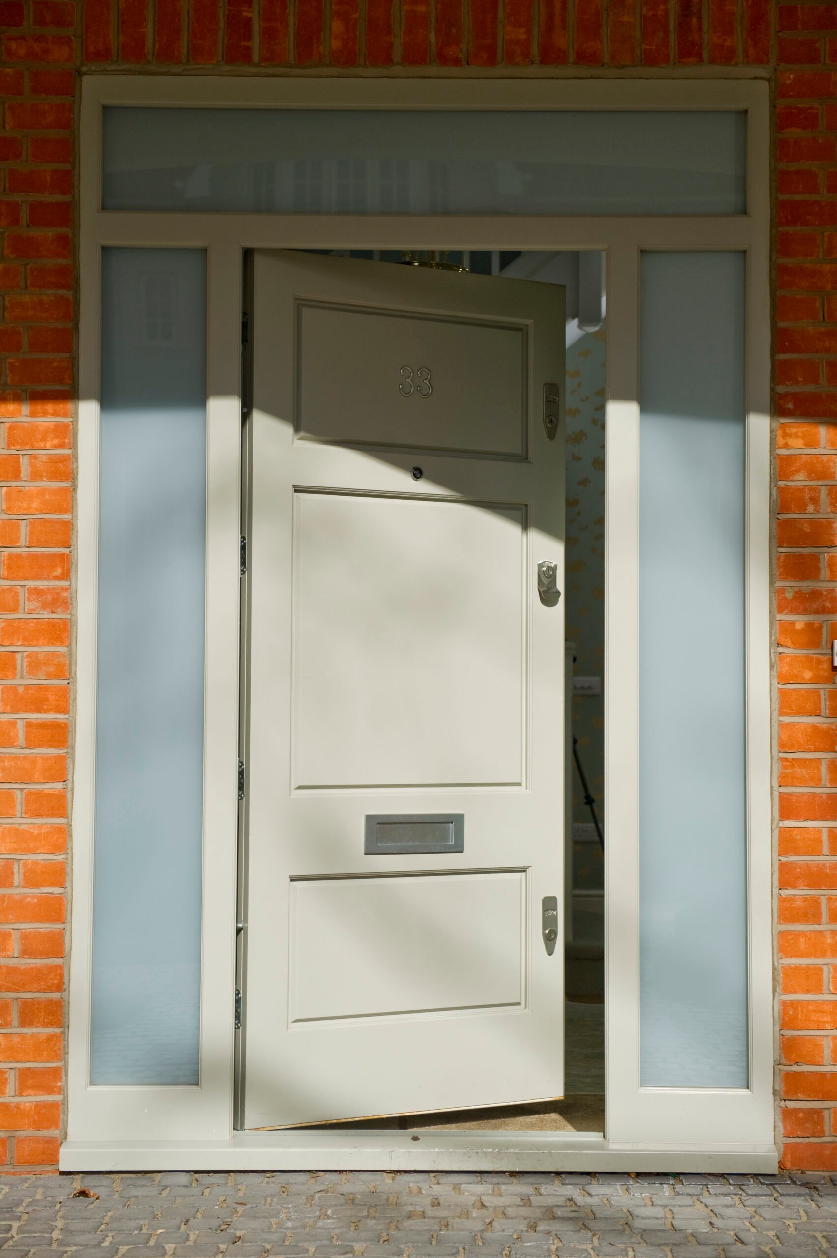 Arched white mid century door