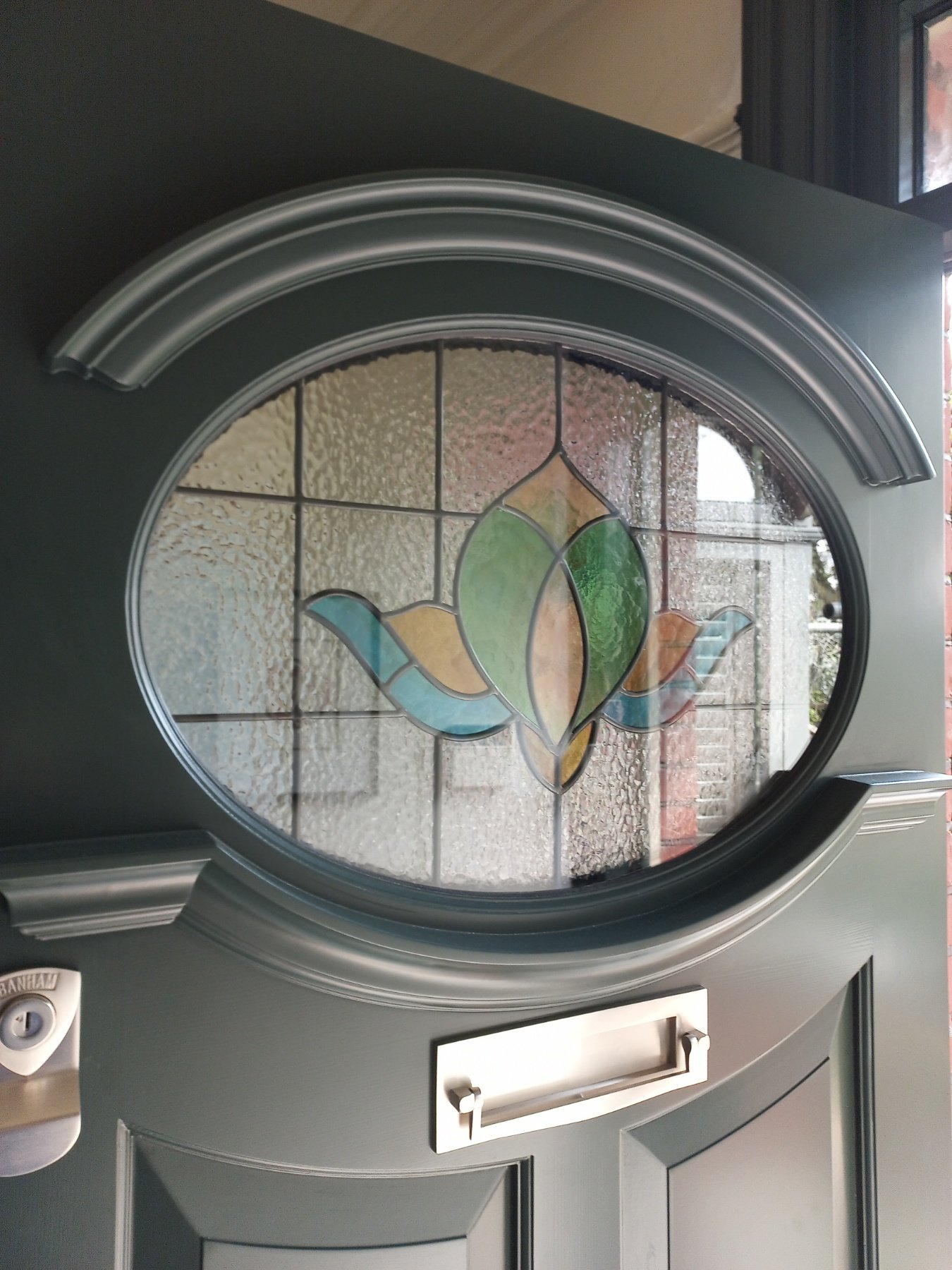 1920s front door with stained glass