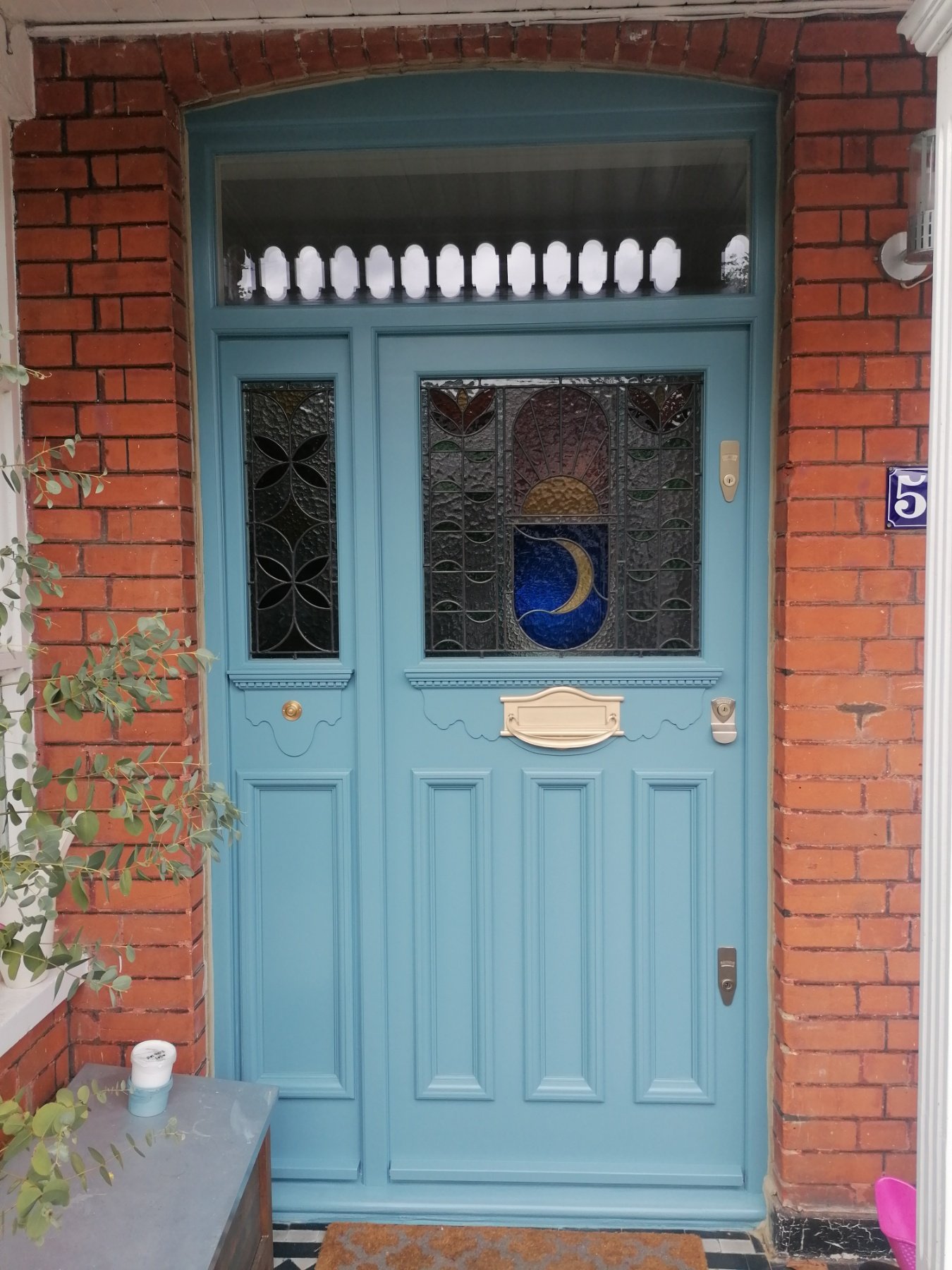 1930s style pale blue front door