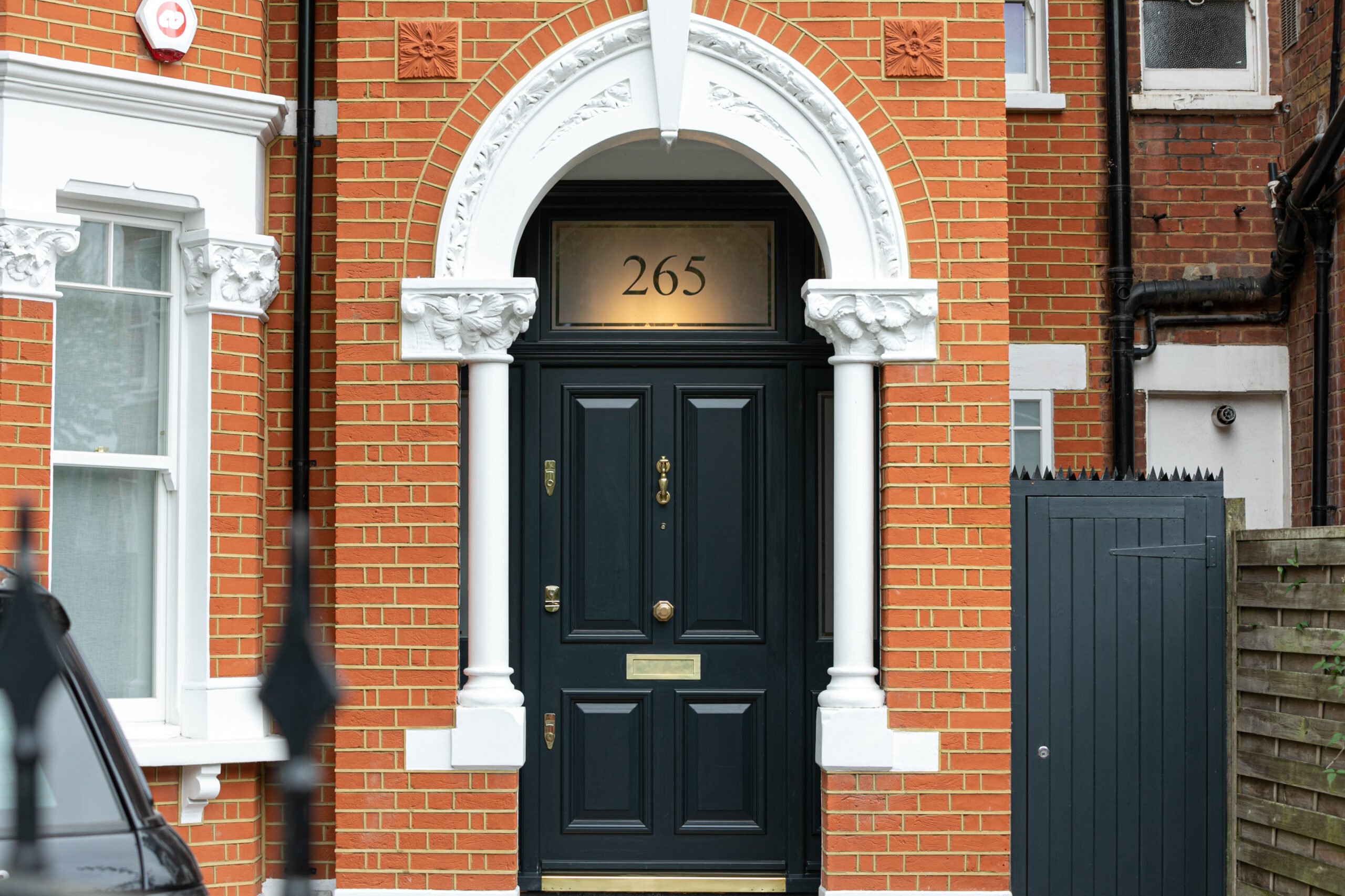 Black Victorian Door with Bronze Letterbox