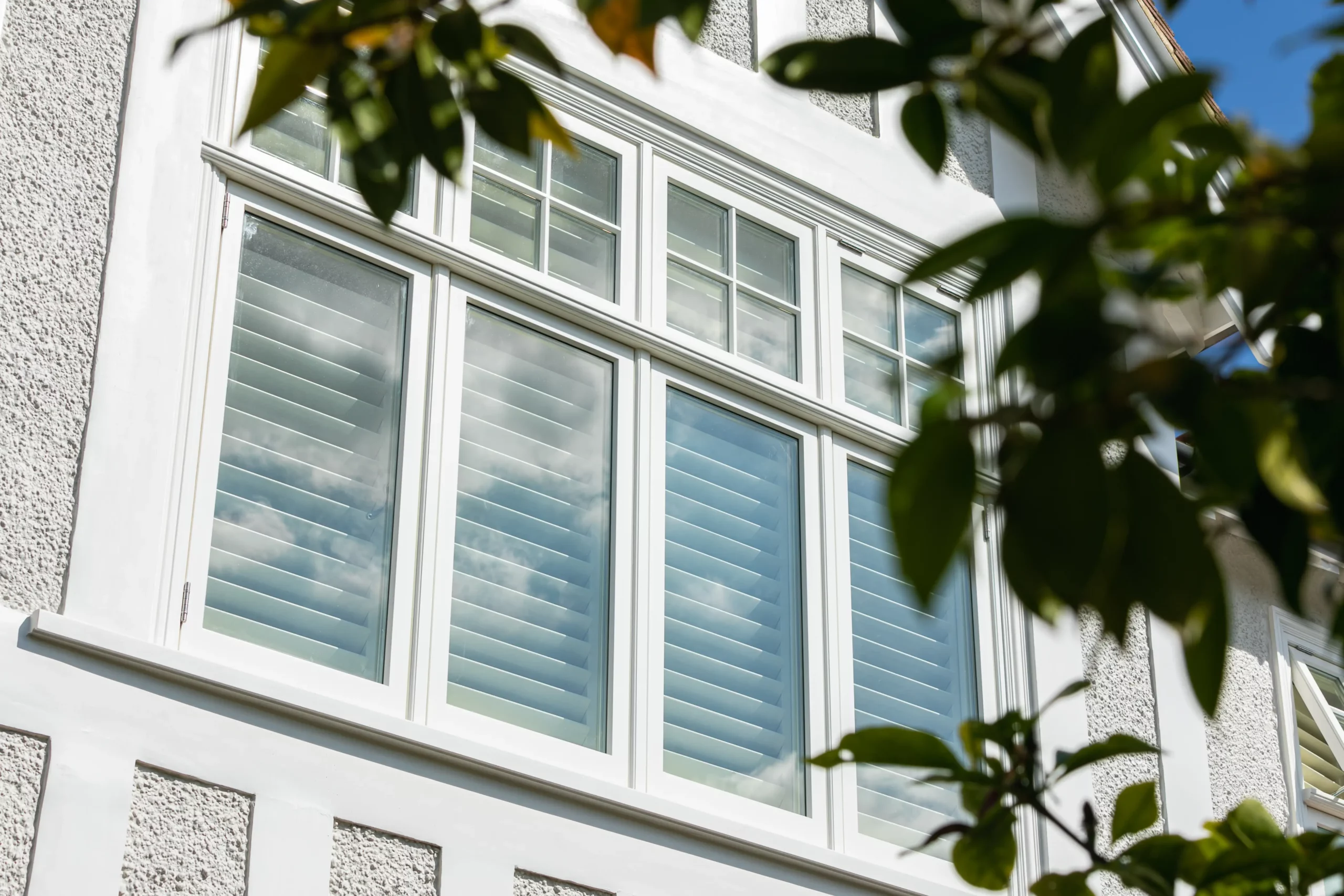 White 1930s windows with upper glazing bars
