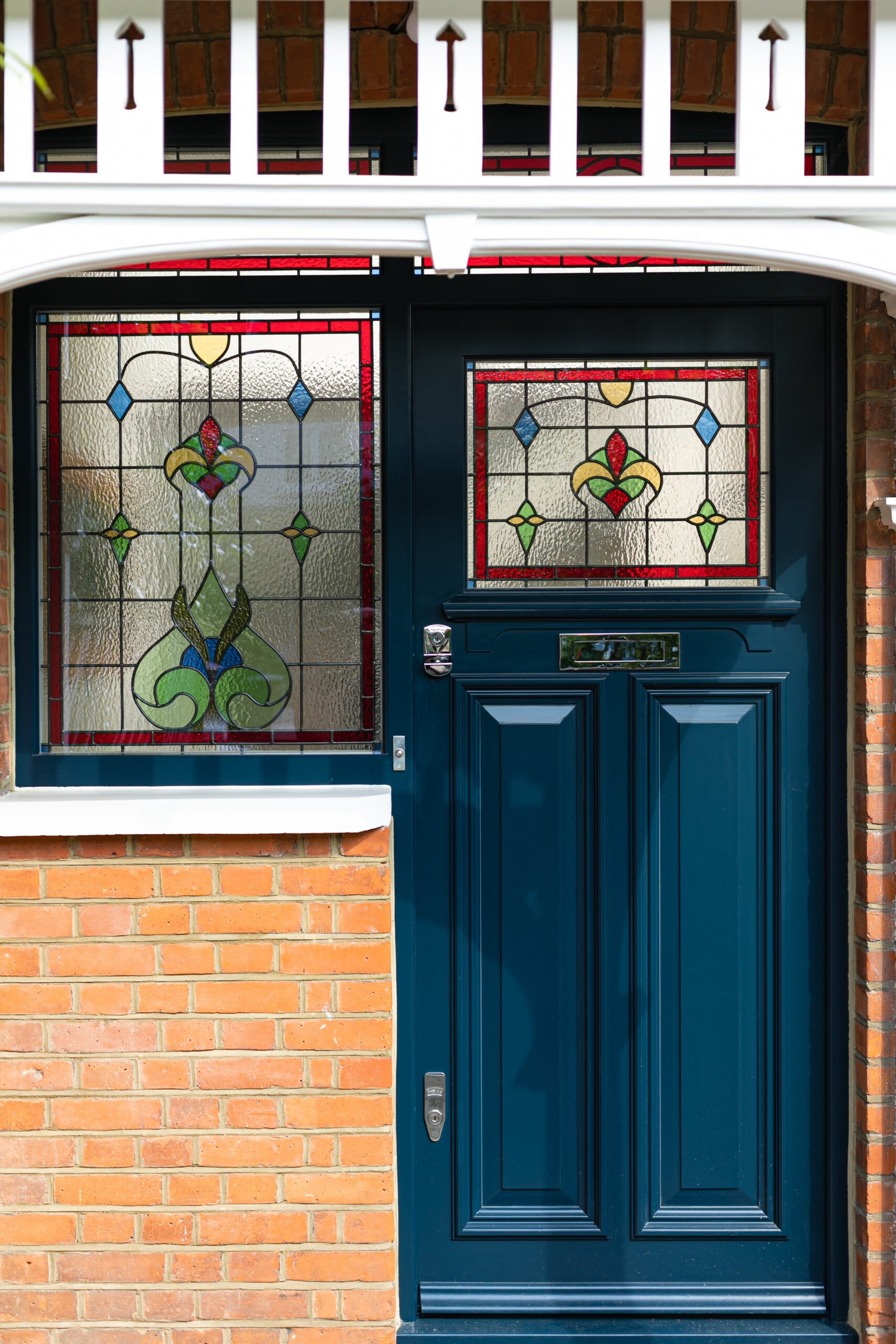 deep blue 1930s style front door