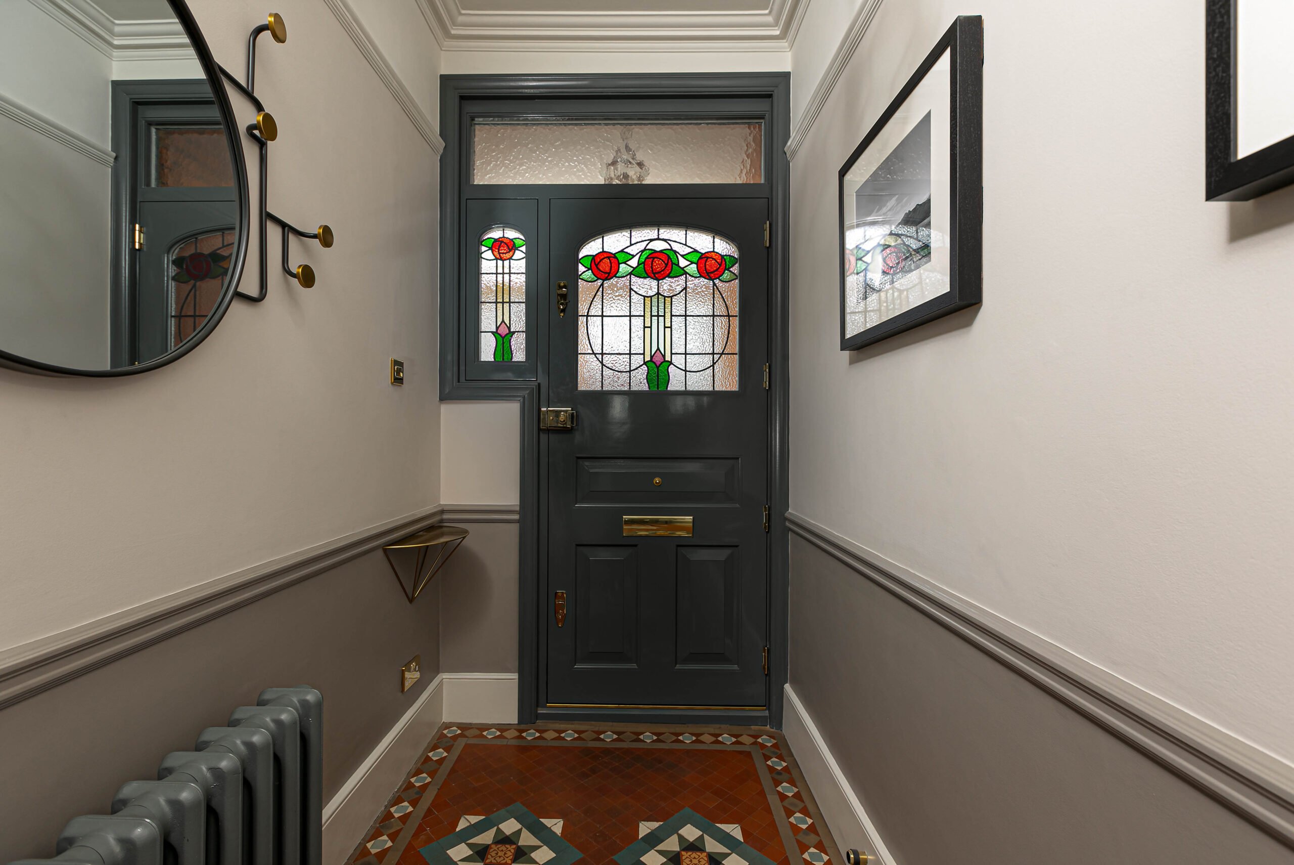 interior view of 1930s front door
