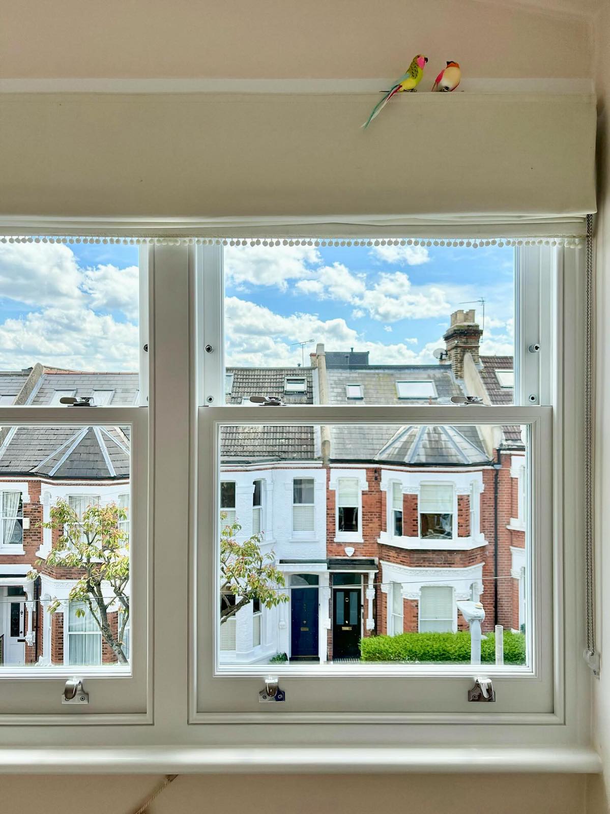 timber dormer window with street view